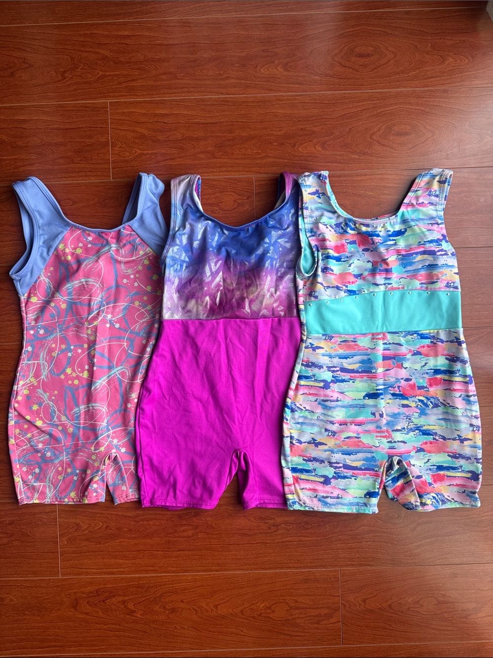 Girls' Pink & Purple One-Piece Gymnastics Leotard (biketard)